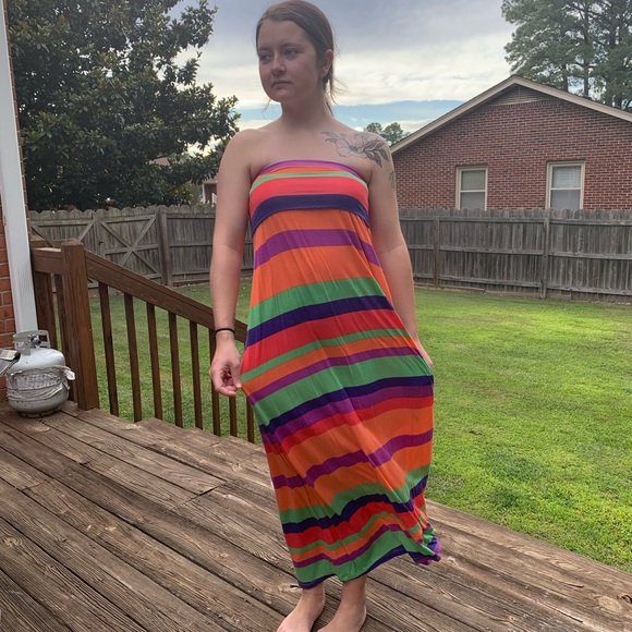 Willi Smith striped spandex tank dress - Picture 1 of 7